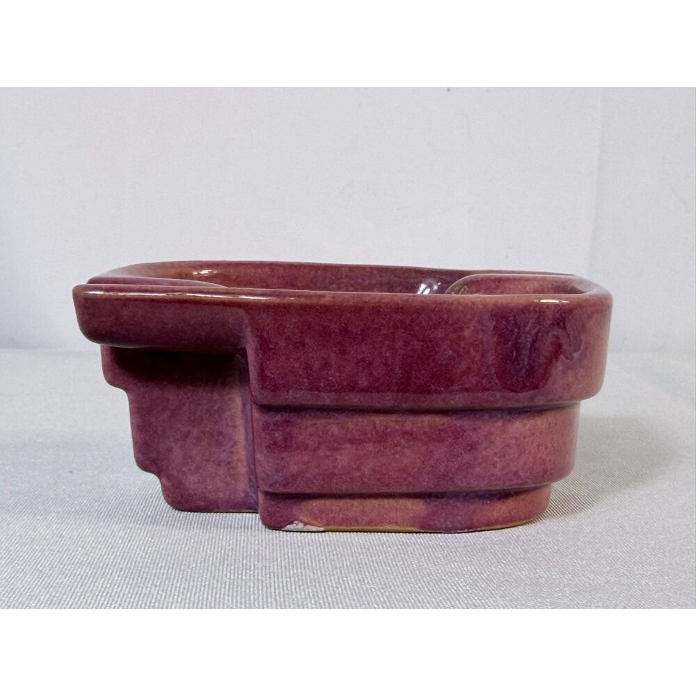 Vtg Frankoma Pottery Mauve Pink Drip Glazed Planter Dish Art Deco Mod Water